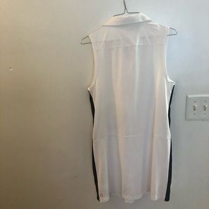 Kinona white with green/blue strips with pockets sleeveless golf dress